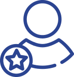 Icono humano con distintivo de estrella 